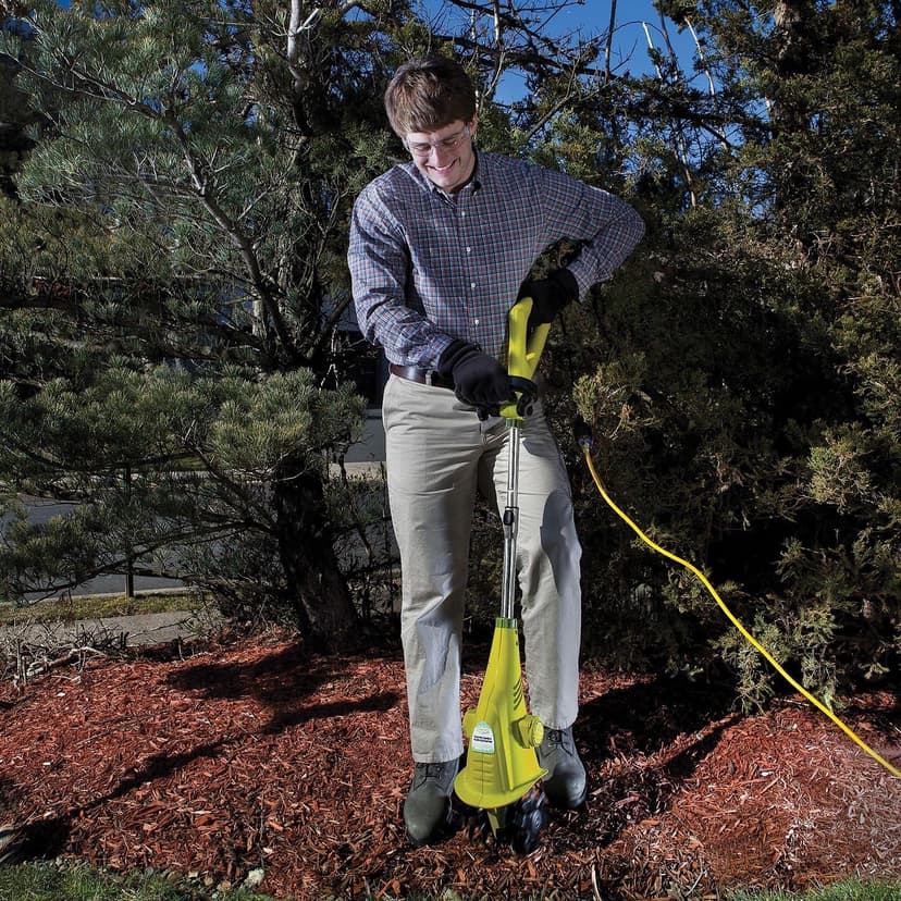 Sun Joe Electric Garden Cultivator with 2.5 Amp Motor and Steel Blades, Cultivates in 6.3 Inch Wide Path for Small Gardens and Flower Beds, Green