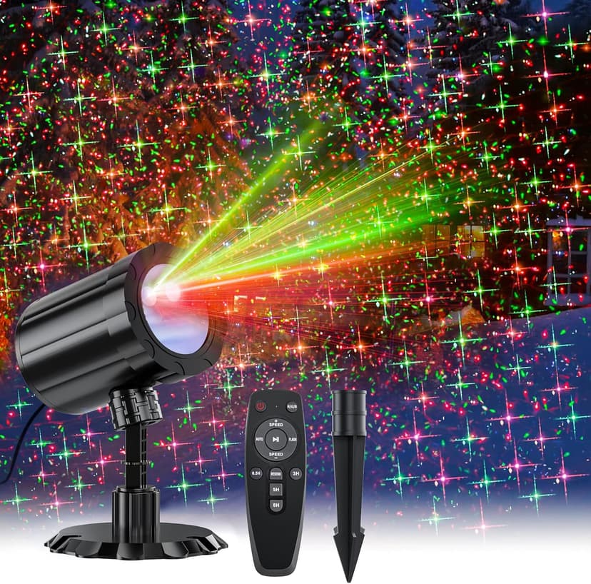 Christmas Projector Lights Outdoor, LED Waterproof Projector Lights, 3 Modes with Remote Control Outdoor Christmas Projector for Christmas Decorations Outdoor Yard Holiday Party, HT-LL-02