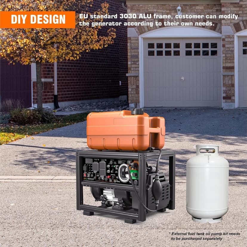 GENMAX DIY Open Frame Dual Fuel Inverter Generator, 4000W ultra-quiet 145cc engine,with Parallel and Series Capability with CO Alert, Ideal for Construction Job & Home backup power EPA Compliant