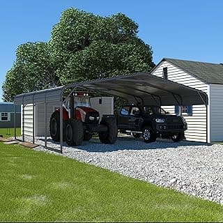 VEIKOU 20'x20' Carport, Heavy Duty Metal Carport with Alloy Steel Roof, Car Port Shelter with Innovative Assembly Structure Metal Car Port Kits for Car, Boat, Truck
