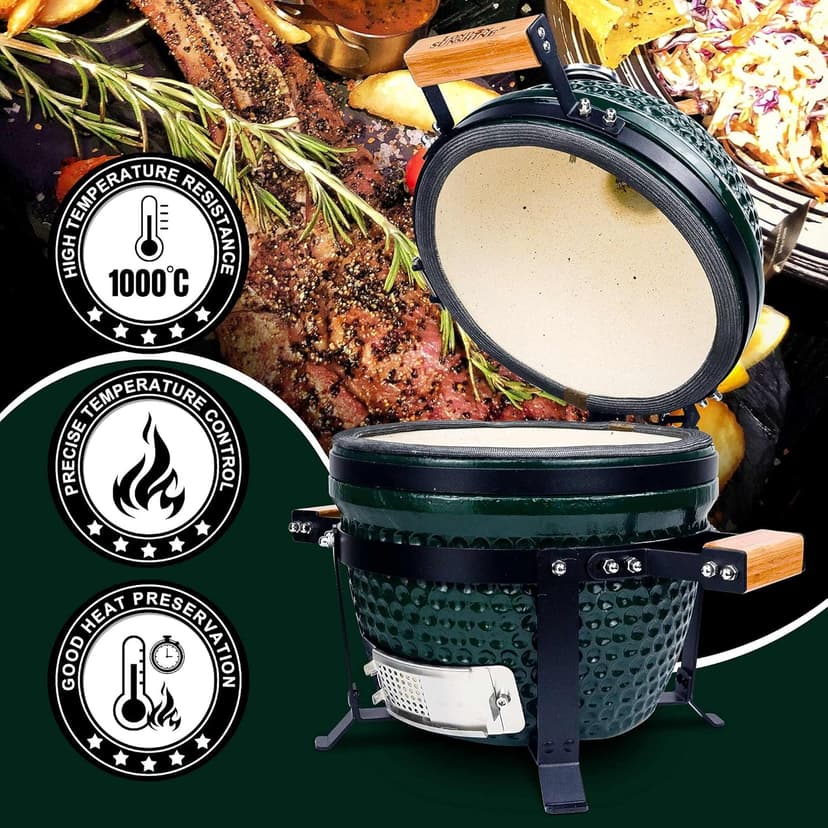 Ceramic Charcoal BBQ Kamado Griller - Portable Tabletop The Cadet Series Smoker