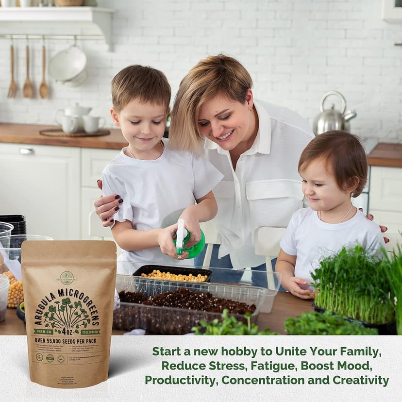 Organo Republic Arugula Sprouting & Microgreens Seeds - 55,000 Non-GMO Heirloom Seeds, Sprouts in 4 oz Resealable Bag for Planting & Growing Microgreens in Soil, Coconut Coir, Aeroponic & Hydroponic