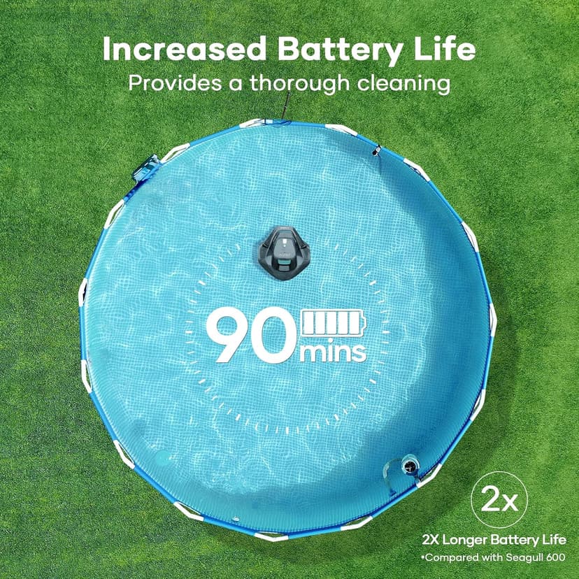 AIPER Cordless Robotic Pool Cleaner, Pool Vacuum with Self-Parking Technology, Portable, Ideal for Above-Ground Flat Pool up to 40 Feet, Grey