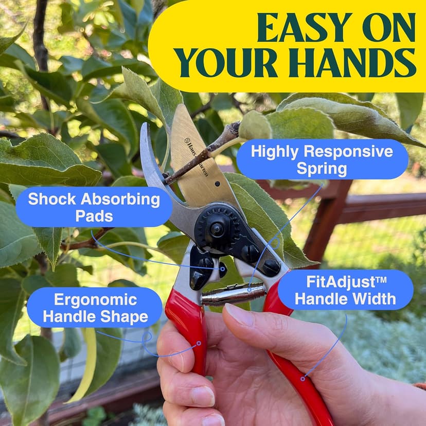 EnduroPRO Ergonomic Bypass Pruners - Professional Titanium Garden Shears - Heavy Duty Hand Pruning Scissor, Tree Trimmer, Gardening Tool, Branch, Hedge, Rose, Shrub & Bush Clippers