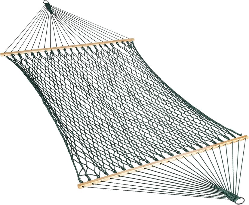 Bliss Hammocks BH-410GR 60in Wide Cotton Rope, Indoor Outdoor Poolside Patio Backyard Hammock, Includes Chains & Hooks, Eco Friendly Polyester, Hardwood Spreader, 450 Pound Capacity, Green