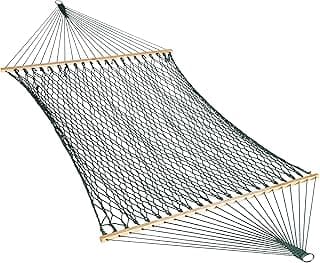 Bliss Hammocks BH-410GR 60in Wide Cotton Rope, Indoor Outdoor Poolside Patio Backyard Hammock, Includes Chains & Hooks, Eco Friendly Polyester, Hardwood Spreader, 450 Pound Capacity, Green
