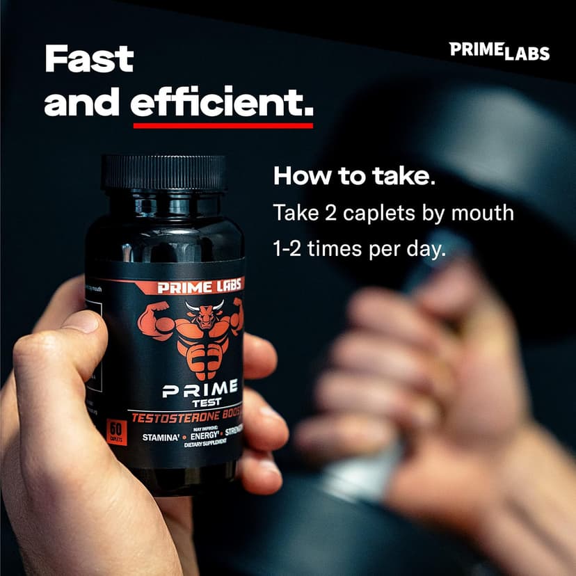 Prime Labs Men's Testosterone Booster - Stamina, Endurance, & Strength - 60 Caplets