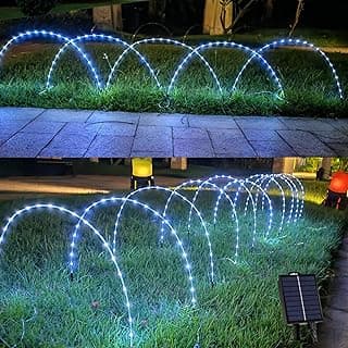 Solar Pathway Lights Outdoor Waterproof, String Light Outdoor 5 in 1, 120 LED Solar Garden Lights with 8 Modes, Christmas Light for Pathway Garden Patio Walkway DIY Lawn Yard Decor (White)