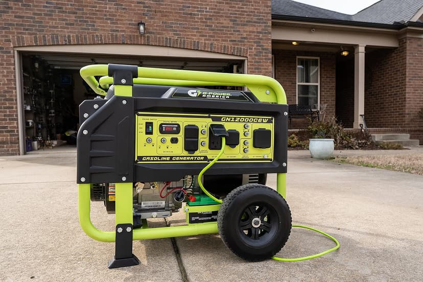 12000 Watt Gasoline Powered Portable Generator, Recoil/Electric Start, 12V-8.3A Charging Outlets, Home Back Up & RV Ready, 49 State Approved