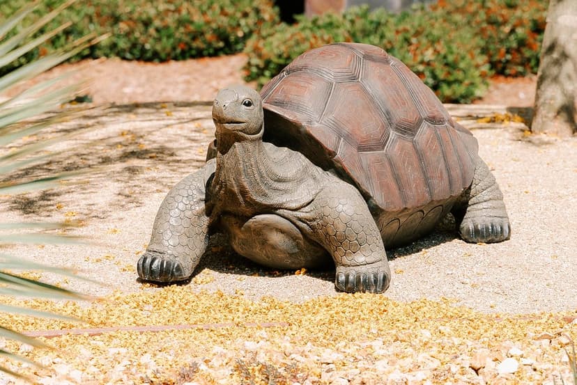 XBrand 28" L Brown and Black Concrete/MgO Walking Tortoise Statue, Indoor or Outdoor Décor, Garden Sculptures, Turtle Garden Statue
