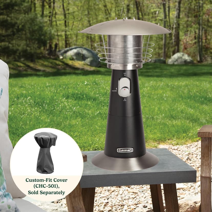 Cuisinart COH-500 Portable Tabletop Patio, 11,000 BTU Outdoor Propane Heater with Safety Tilt Switch and Burner Screen Guard, 100 sq. Foot Heat Range, Black