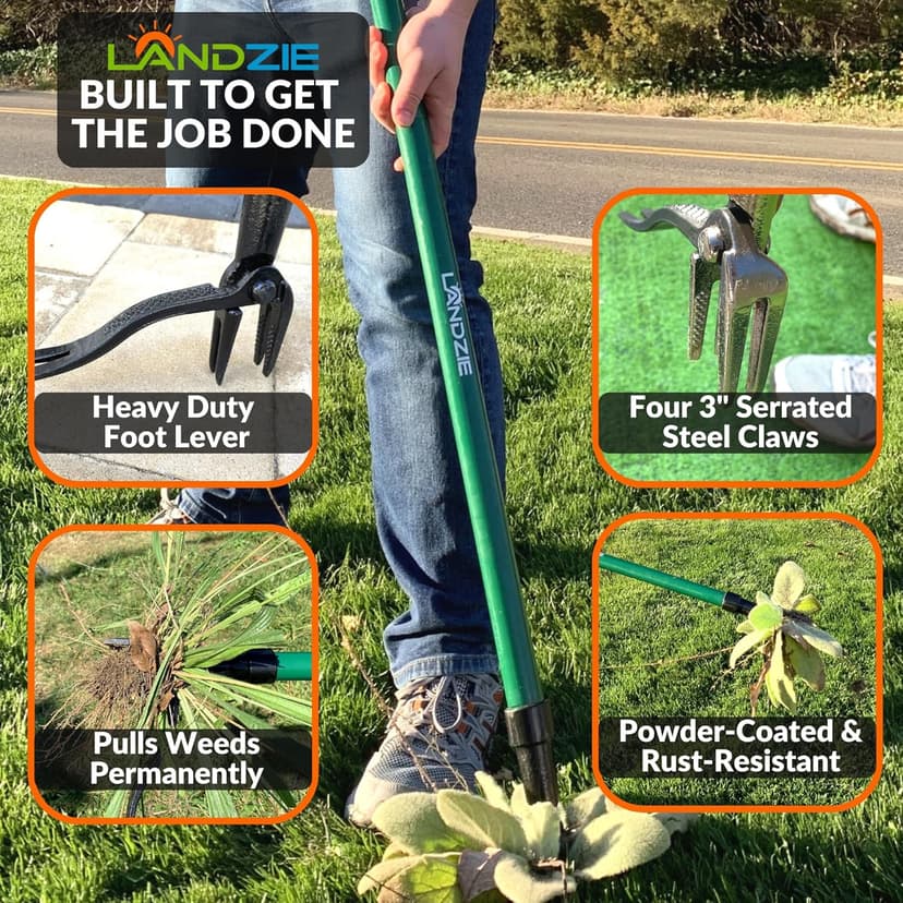 Landzie Weeder Weed Puller Tool, 44 Inch Steel Stand Up Weed Puller with Long Handle, Manual Weeders Weed Remover Tool Stand Up Heavy Duty Weed Picker and Weed Digger Garden Lawn Weed Tool