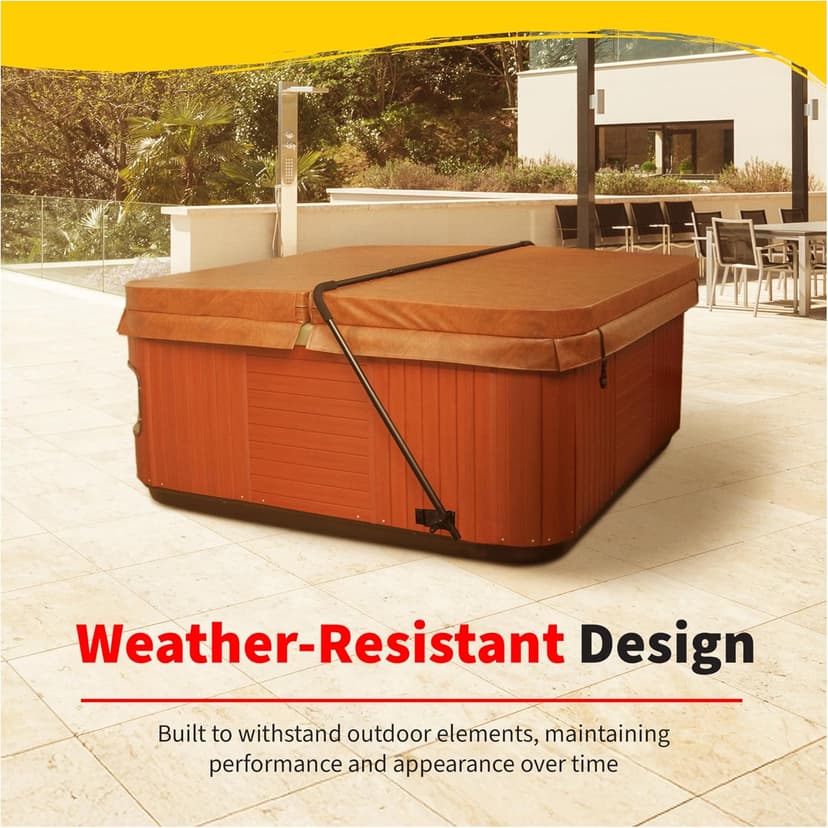 HEATWAVE Low Mount Spa Cover Lift – Compatible with Rectangular/Square Spas up to 8 ft Wide – Easy to Use Hot Tub Cover Lifter with Durable Power Coated Steel & Adjustable Spacers - Black