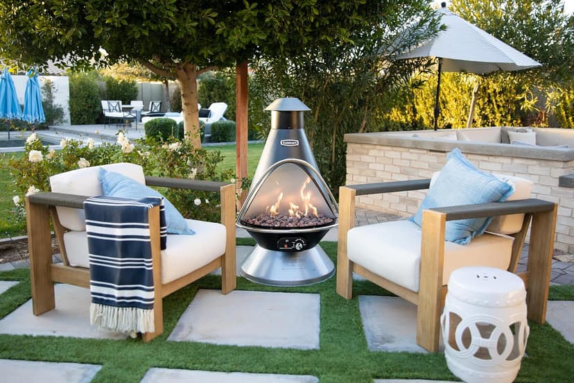 Cuisinart Chimenea Propane Fire Pit, 40,000 BTU Coated Steel Outdoor Propane Heater with Lava Rocks and Directional Heat, Adjustable Fire Pit with Safety Shutoff for Patios and More