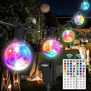 LED Outdoor String Lights, 30FT Connectable G40 Patio Light Outdoor Waterproof with 30 LED Bulbs, RGB Color Changing Cafe Decorative Lights with Remote for Outside Camping Gazebo Party Balcony Decor