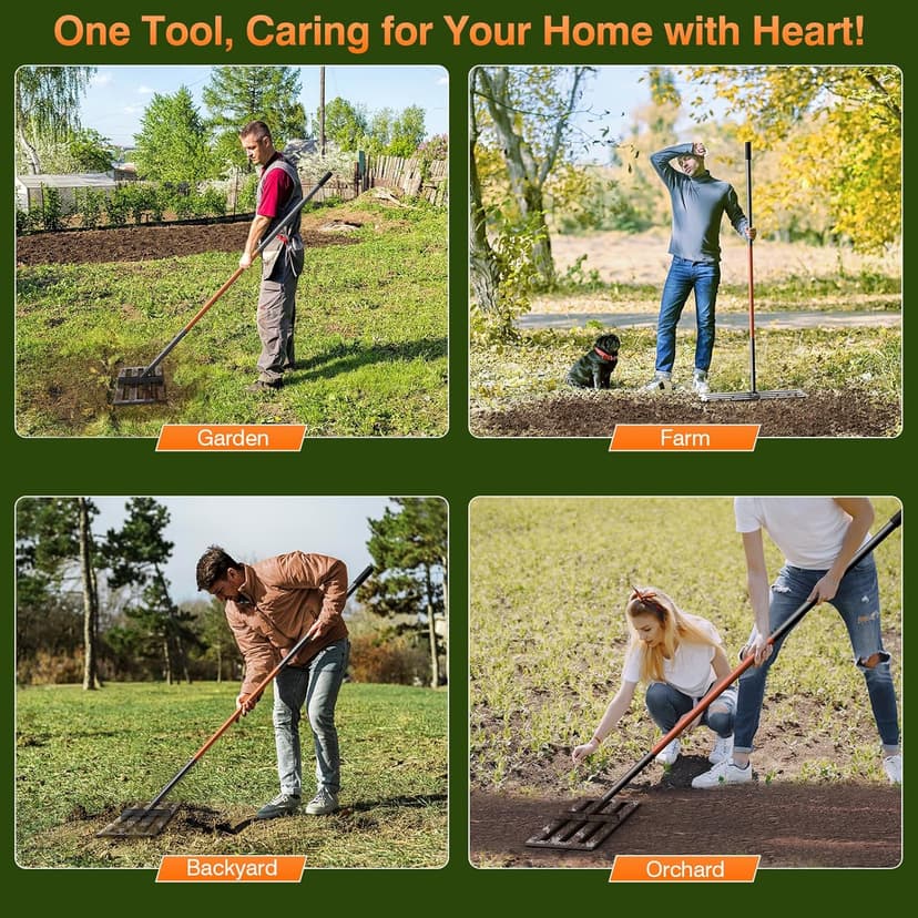 Lawn Leveling Rake-Lawn Leveling Tool-30” x 10” Ground Plate-78” Extra Long Handle for Yard Garden Lawn