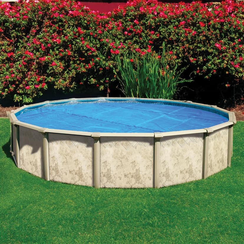 In The Swim 24' Standard Blue Round Solar Pool Cover 8 Mil for Solar Heating Above Ground Pools and Inground Pools