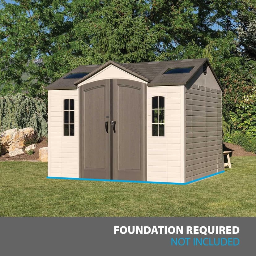 Lifetime 60005 Outdoor Storage Shed with Windows, Skylights and Shelving, 10 x 8 Feet