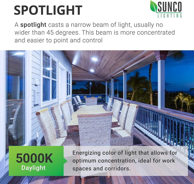 Sunco Outdoor LED Flood Light, Waterproof PAR38 LED Bulb, Dusk to Dawn, 120W Equivalent 15W, Exterior, Wet-Rated, 5000K Daylight 1250 LM, E26 Base, UL 4 Pack