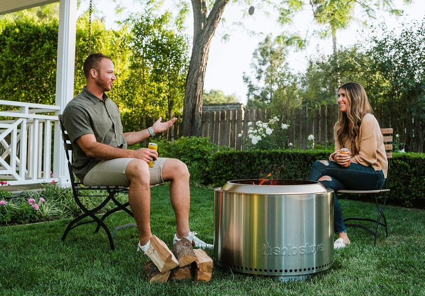 Solo Stove Yukon 2.0, 27 Inch Smokeless Fire Pit with Removable Ash Pan - Wood Burning Portable Stainless Steel Outdoor Fireplace, Stainless Steel, Ideal for 6 or More People, 38 lbs