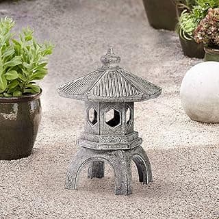 John Timberland Pagoda Statue Sculpture Asian Japanese Garden Decor Indoor Outdoor Front Porch Patio Yard Outside Home Balcony House Exterior Lawn Gray Old Faux Stone Finish Resin 16 1/2" Tall