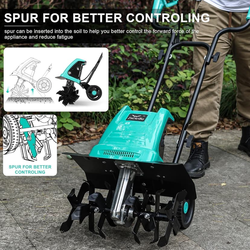 Tiller 13.5AMP Rototiller for Garden Corded Electric Tiller Garden Electric Cultivator 8Inch Depth 16Inch Width Tiller for Garden Yard