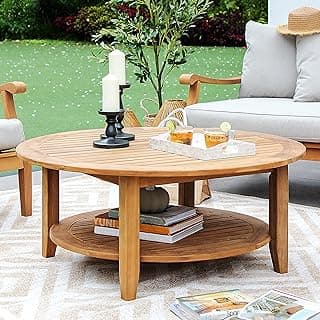 Cambridge Casual Arie Wood Patio Coffee Table, 40-Inch, 40 Inch/Natural Teak