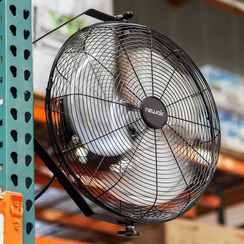 Newair Wall Mounted High Velocity Fan | 18" Air Fan | Quiet Blade Fan | 3 Speed Settings Box Fan | Heavy Duty Fan For Industrial Use | Portable Outdoor Shop Fan | Black | WindPro18W, 3000 CFM