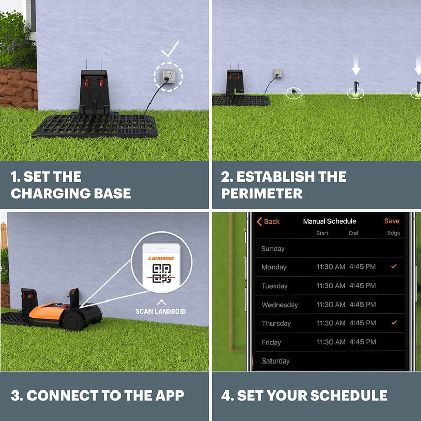 Worx Landroid S 20V 2.0Ah Robotic Lawn Mower 1/8 Acre / 5,445 Sq Ft. Power Share - WR165 (Battery & Charger Included)
