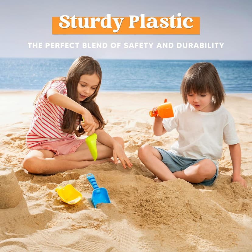 Sloosh Beach Sand Shovels for Kids - 4 Packs Shovels Colorful Scoops Travel Sand Toys for Toddlers Kids Outdoor Digging Play, Heavy Duty Plastic Garden Planting Shovels Spades Sets Sandbox Toys