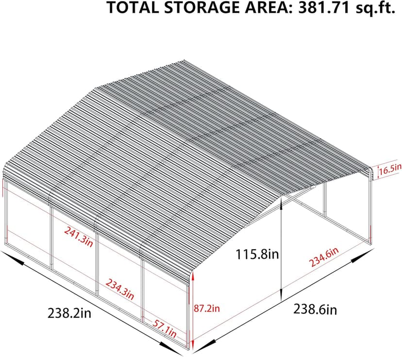 VEIKOU Metal Carport, Car Ports 20x20 Heavy Duty for Snow, Carports with Innovative Assembly Structure, Metal Garage Shelter for Car, Boat, Truck