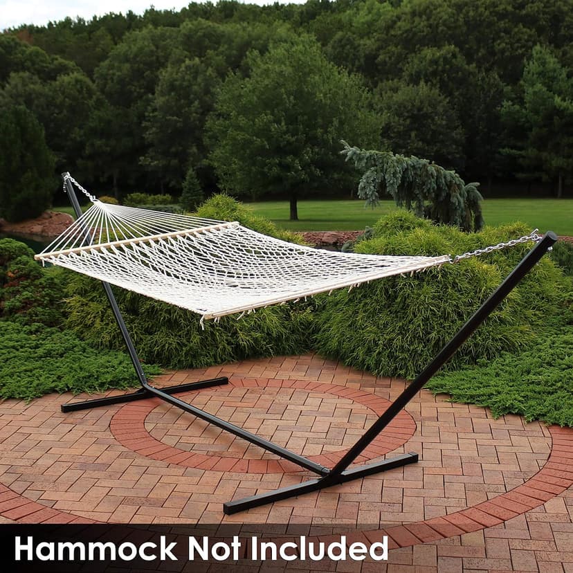 Sunnydaze Steel Hammock Stand for Outside - 400-Pound Capacity Indoor/Outdoor Hammock Stand Only - Black Powder-Coated Finish - 15-Foot