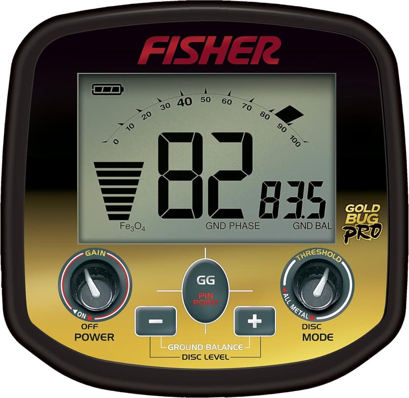 Fisher Labs Gold Bug Pro Metal Detector, Black (GOLDBUG-PRO) - Finds Small Gold Nuggets, Variable Breakpoint Tone Discrimination, Real-Time Ground Balancing, Lightweight, 19kHz Frequency