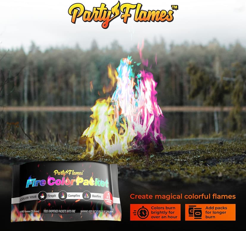 Fire Color Changing Packets Fire Pit (10 Pack) - Perfect for Any Campfire, Bonfire & Outdoor Fireplaces - Perfect Magic Cosmic Mystical Campfire Accessories - Camping Games