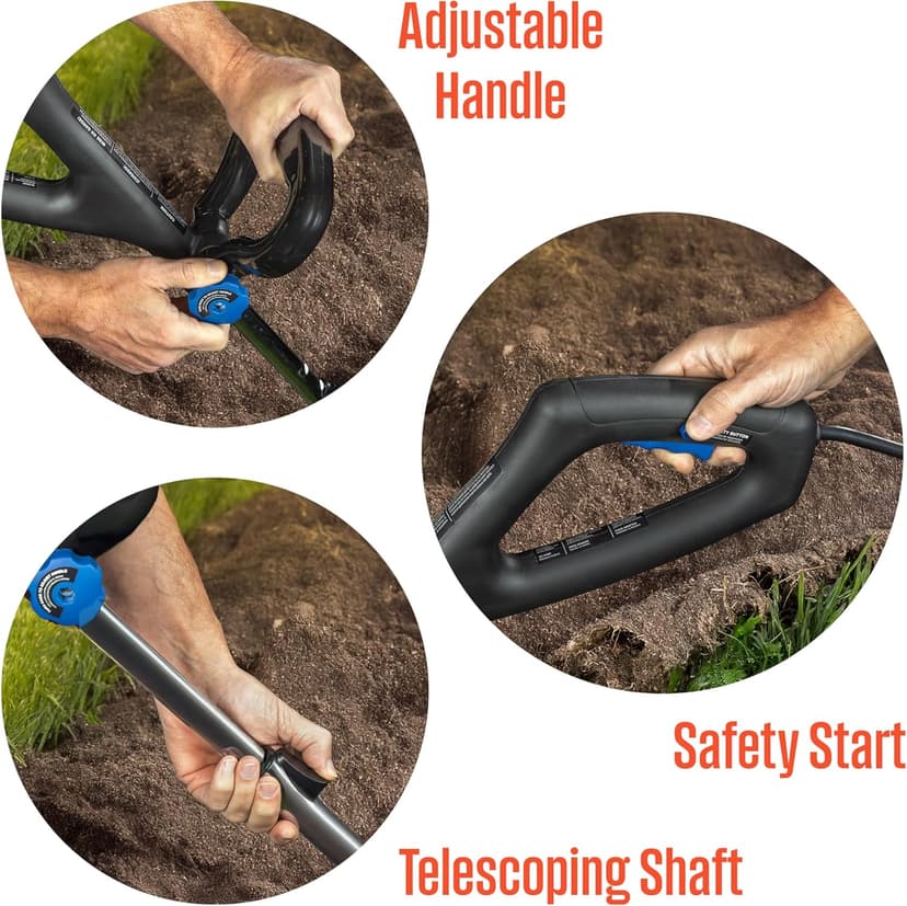 Westinghouse 6-Inch, 2.5 Amp Corded Electric Mini Tiller Cultivator for Gardening, Lightweight, 4 Steel Blades