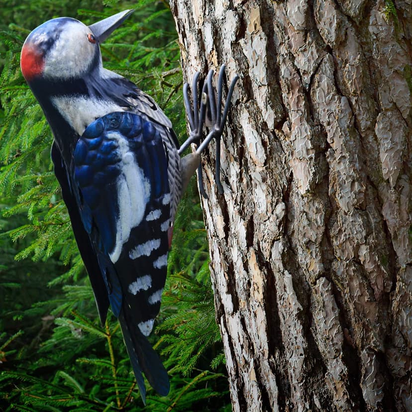 Shefio Woodpecker Gifts - Metal Woodpecker Yard Art - Handmade Outdoor Decor - Backyard & Garden Gifts