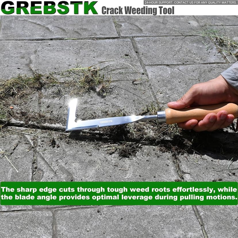 GREBSTK Crack Weeder Crevice Weeding Tool Stainless Steel Manual Weeder Beech Handle Gardening Tool