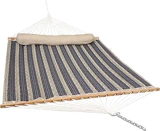 Sunnydaze Quilted Outdoor Hammock with Spreader Bars - Heavy-Duty 450-Pound Capacity Double Hammock for Outside - Mountainside