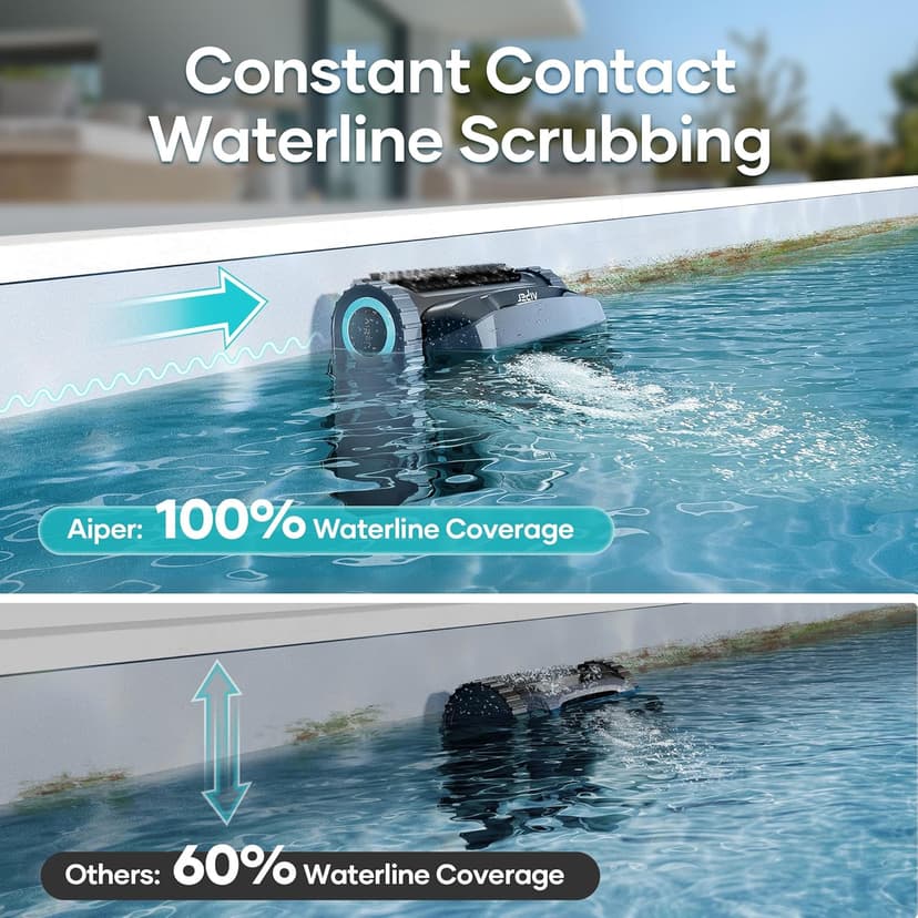 (Upgrade) AIPER Scuba X1 Cordless Robotic Pool Cleaner, 6600 GPH High-Power Suction with Dual-Jet, Multi-Layer Filtration System, Horizontal Waterline Scrubbing, Ideal for Inground Pools