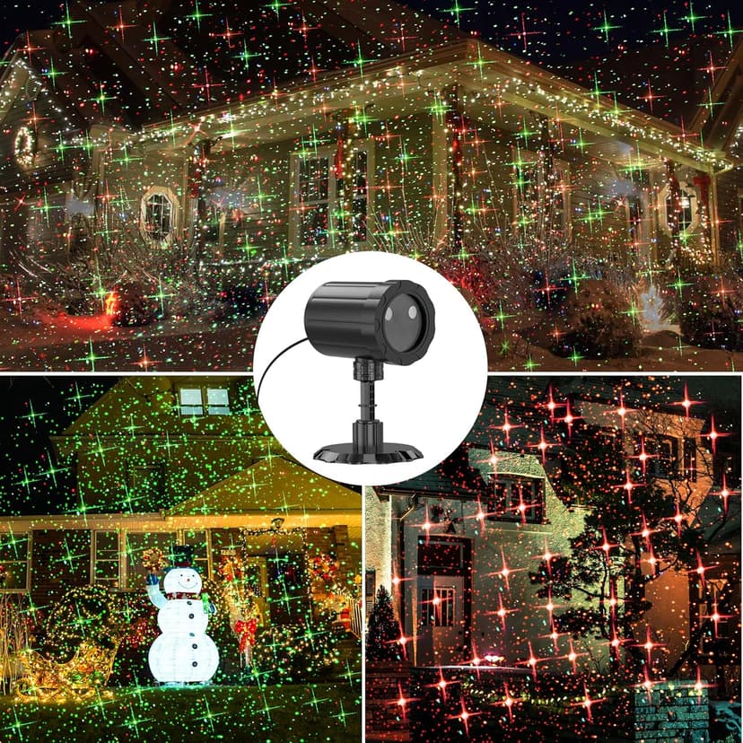 Christmas Projector Lights Outdoor, LED Waterproof Projector Lights, 3 Modes with Remote Control Outdoor Christmas Projector for Christmas Decorations Outdoor Yard Holiday Party, HT-LL-02