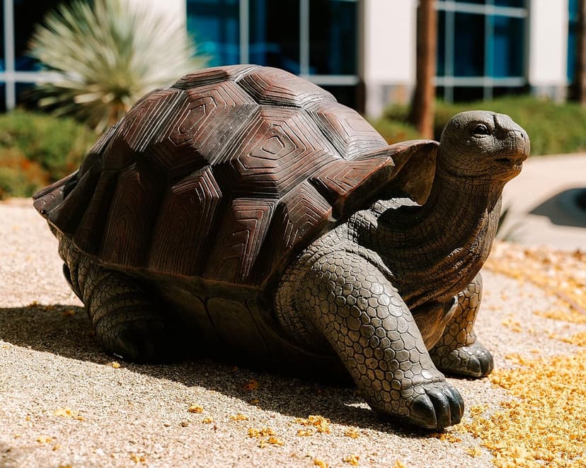 XBrand 28" L Brown and Black Concrete/MgO Walking Tortoise Statue, Indoor or Outdoor Décor, Garden Sculptures, Turtle Garden Statue