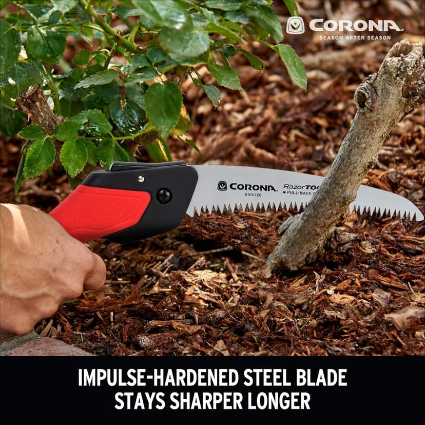 Corona Tools 7-Inch RazorTOOTH Folding Saw | Pruning Saw Designed for Single-Hand Use | Curved Blade Hand Saw | Cuts Branches Up to 3" in Diameter | RS16120