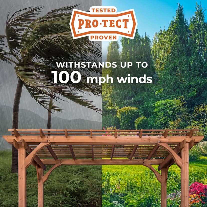 Backyard Discovery Beaumont 12' x 10' Traditional Cedar Wood Pergola Kit with Trellis Roof, All-Season Durability, High-Wind Rating, PowerPort, Shade for Outdoor Patio, Deck, Garden, and Entertaining