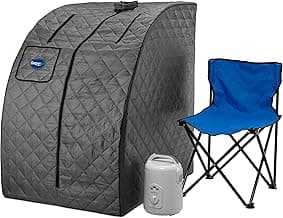 Durasage Lightweight Portable Personal Steam Sauna Spa for Relaxation at Home, 60 Minute Timer, 800 Watt Steam Generator, Chair Included