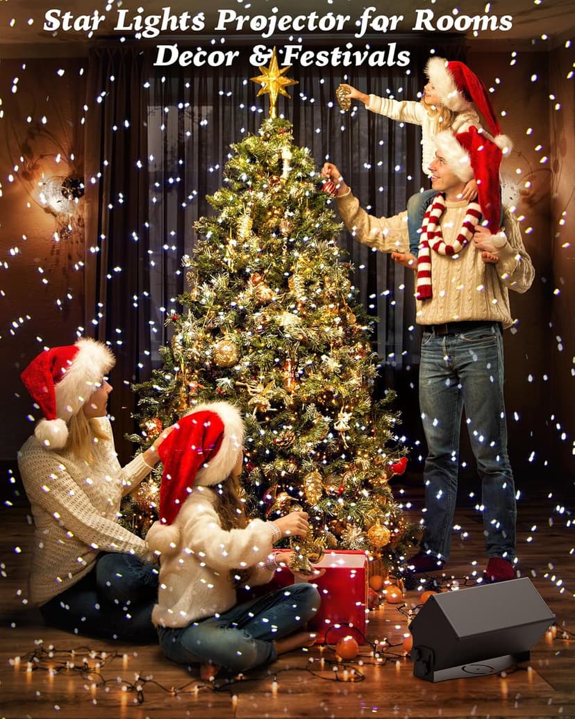 Outdoor Star Lights Projector, AIRIVO White Laser Fairy Lights Projector, Christmas Snowflake Projector 3 Lighting Modes Garden Light with Remote Control for Home, Patio,Landscape