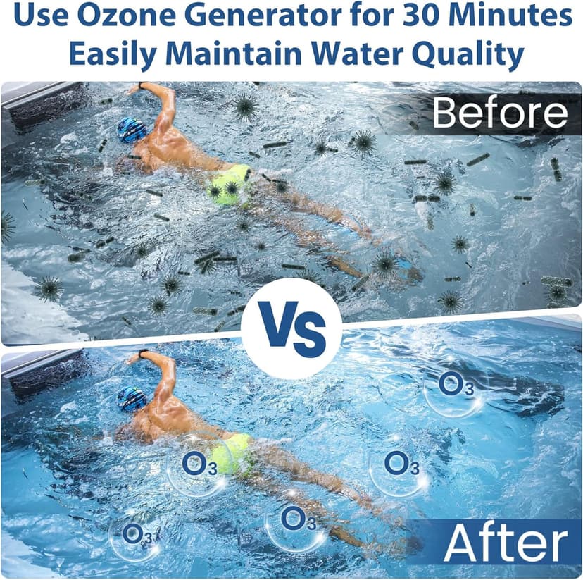 Ozone Generator for Cold Plunge, 1000mg/h Ozone Generator for Water Keep Cold Plunge, Ice Bath, Spa, Hot Tub, Pool Clean and Fresh for a Long Time