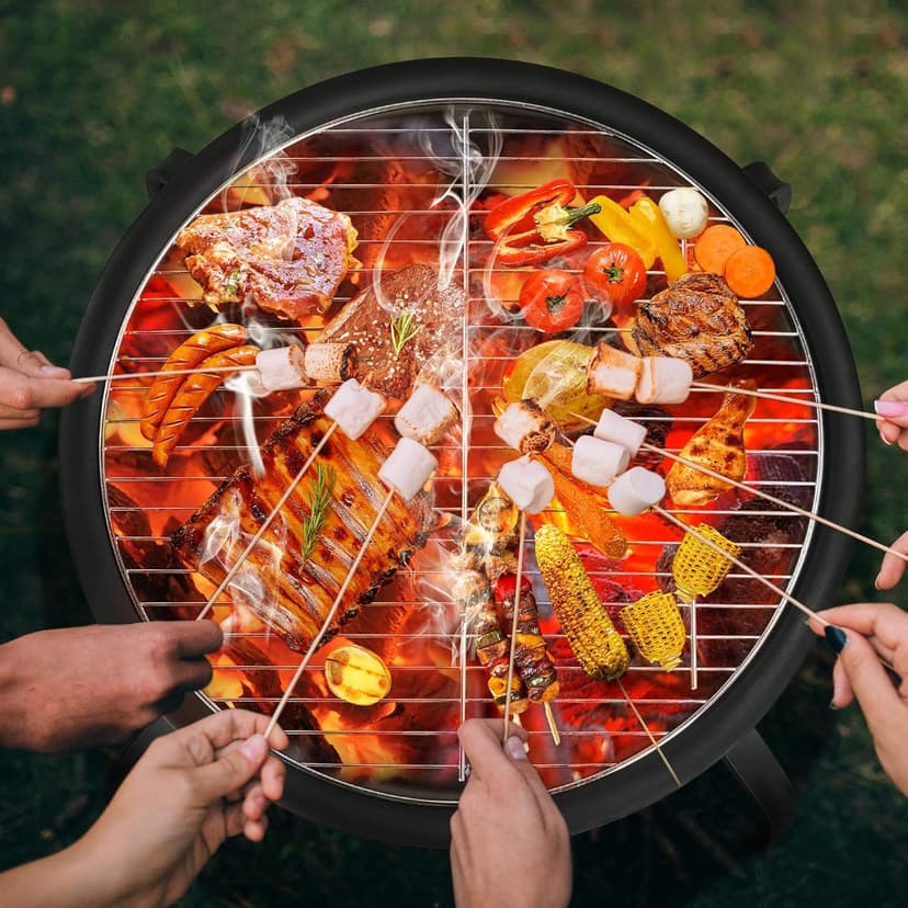 Yaheetech 21inch Fire Pit Portable Folding Steel Fire Bowl Garden Treasures Fire Pit for Outside Fireplace with Carrying Bag, Spark Screen, BBQ Grill & Log Grate for Patio Backyard Camping Bonfire