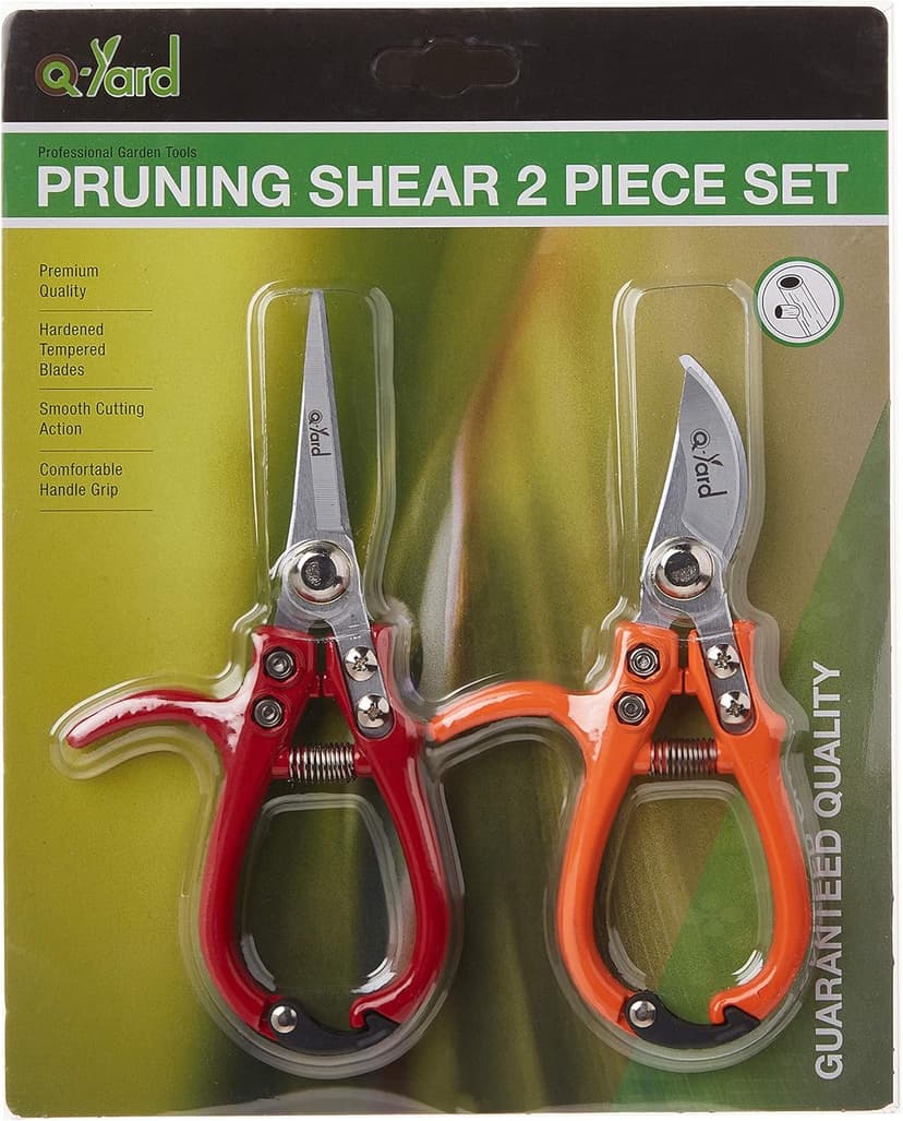 2 - pack Q-yard Pruning Shear, Mini- Extra Sharp Garden Hand Pruners, Easier Cutting, Comfortable Ergonomic, Less Effort - Gardening Scissors for Men & Women