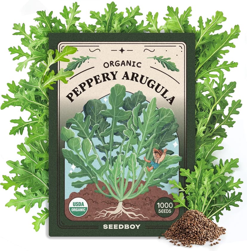 Organic Arugula 'Slow Bolt' Seeds for Planting Indoor and Outdoor, Non-GMO and USDA Certified Herb Seed Packet for Hydroponic Garden Indoor or Planting Outdoors (Slow Bolt Arugula)