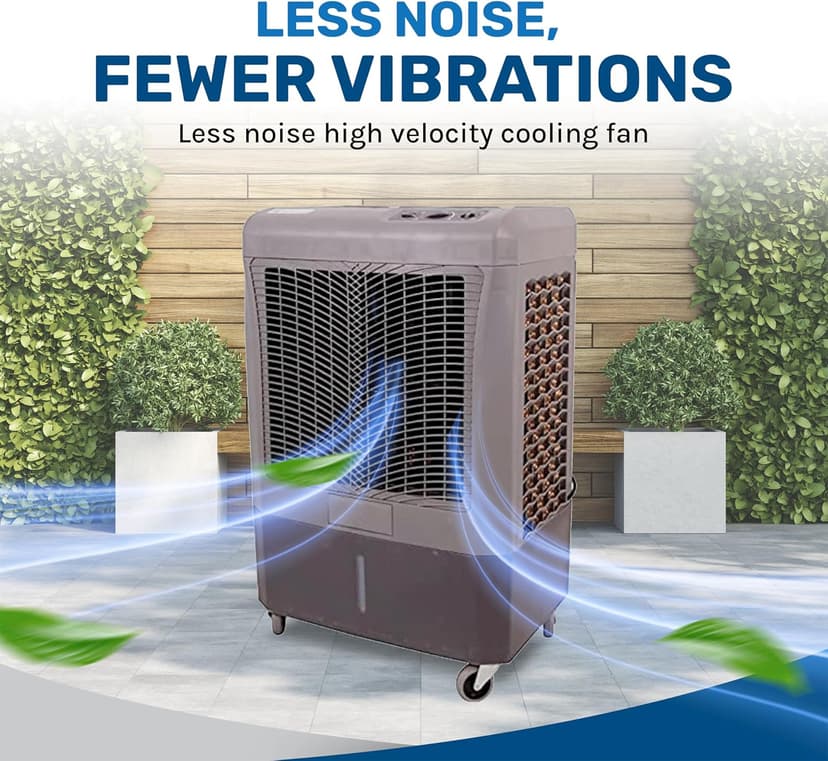 Hessaire MC37M Portable Evaporative Cooling Fan, Indoor/Outdoor High Temp Low Humidity Environments, 3100 CFM, 950 sq. ft., 3-Speed Fan, 59 dB, Gray